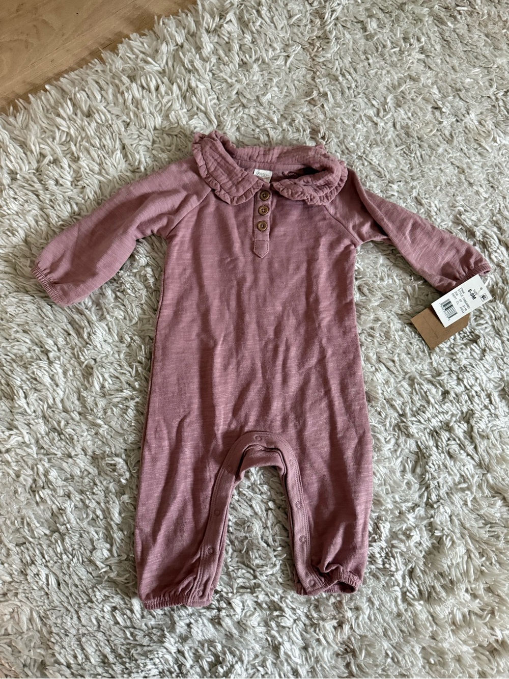 Magenta Pink Ruffled Collar Baby One-Piece